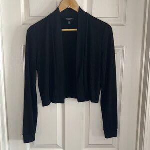 Black Open Front Cropped Cardigan Sweater